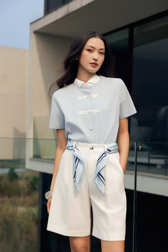 White 3D Flower Organza Blouse