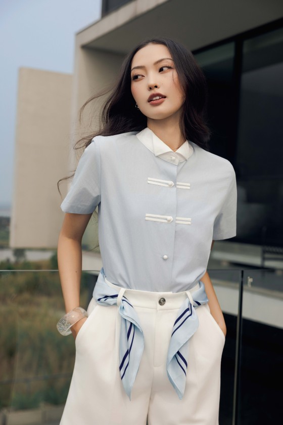 White 3D Flower Organza Blouse